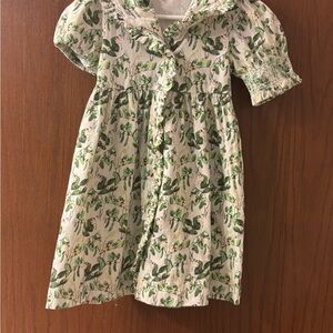 Kate Quinn Green and Cream Leaf Print Dress